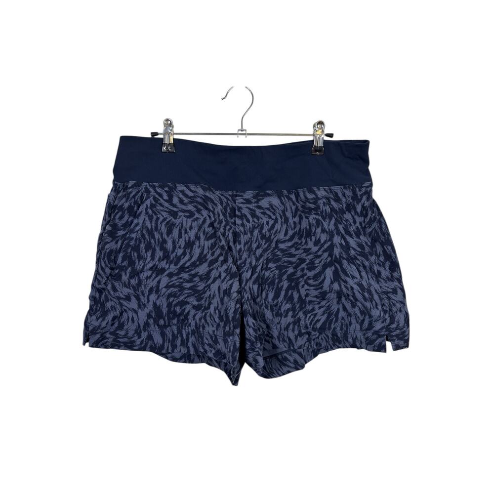 Athleta Shorts Womens 14 Lynx Navy Blue Trekkie North Printed UPF 50+ Stretch